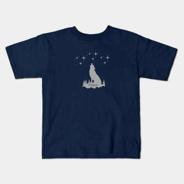 Wolf's Peace Kids T-Shirt by NatureDzines